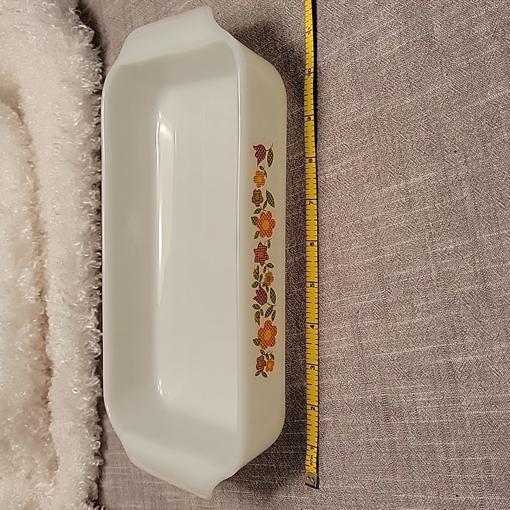 Vintage Fire King Casserole Gingham Floral Pattern